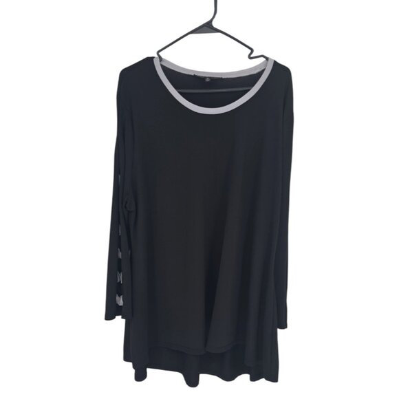 Caleesa Size 1X Womens Tunic Top Black Knit Long Sleeve Blouse - Picture 1 of 5